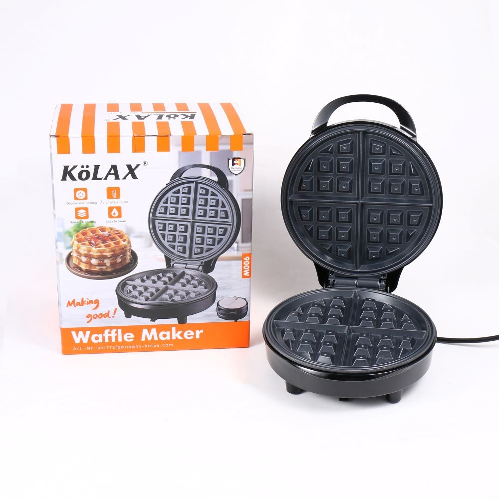 KOLAX Waffle Maker with indicator, 900w,Electric Waffle Machine, Non-Stick Grids, Round Waffle