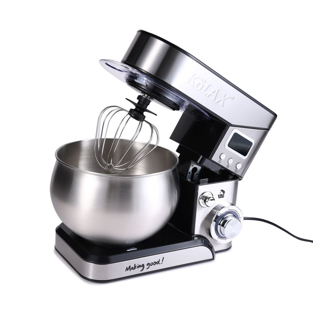 KOLAX Stand Mixer mit LCD-Anzeige 1300W, 6 Geschwindigkeits elektrischer Mixer mit 5L SS-Mischschale, Küchenmischer mit Teighaken, Eiwhisk, Beater & Backspalte, Lebensmittelmischer mit Timer