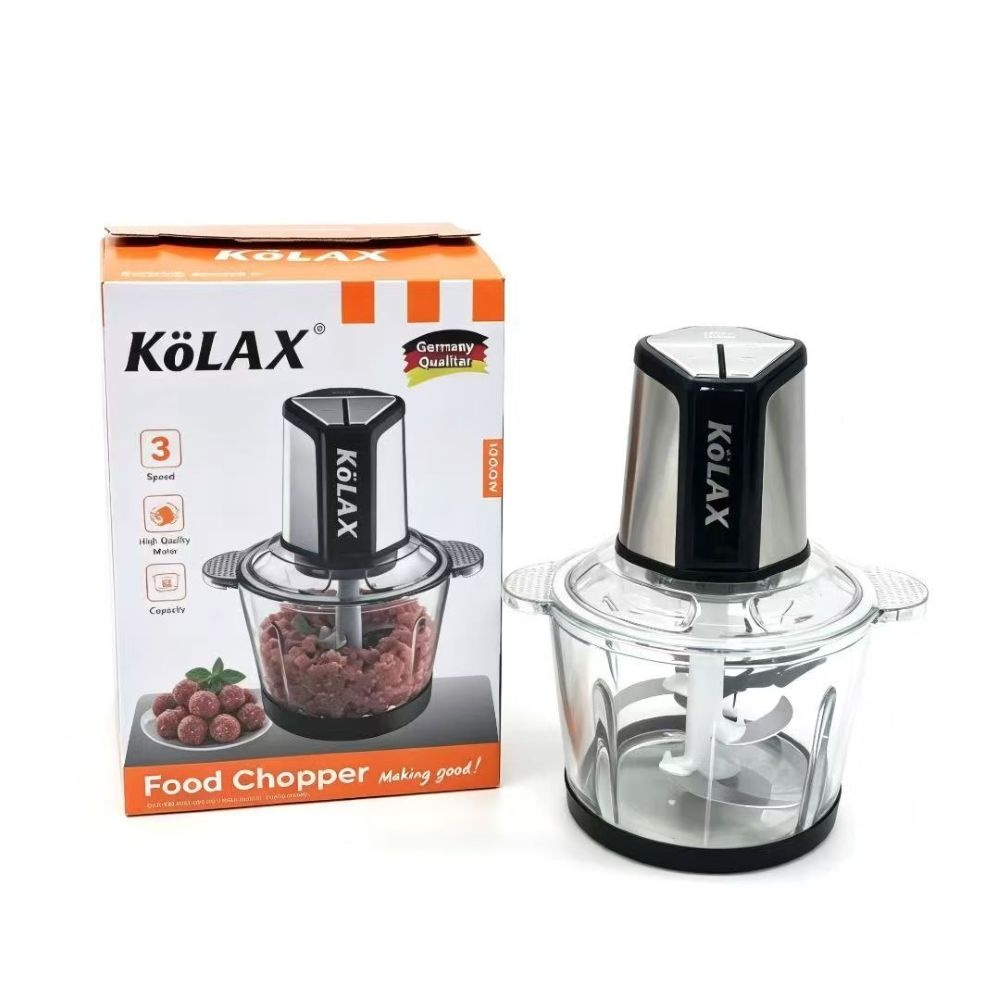 KOLAX 1000W Electric Food Chopper & Meat Grinder, Stainless Steel Blades, Large Capacity Meat Chopper for Meat, Vegetables & Nuts (3L Glass Bowls)