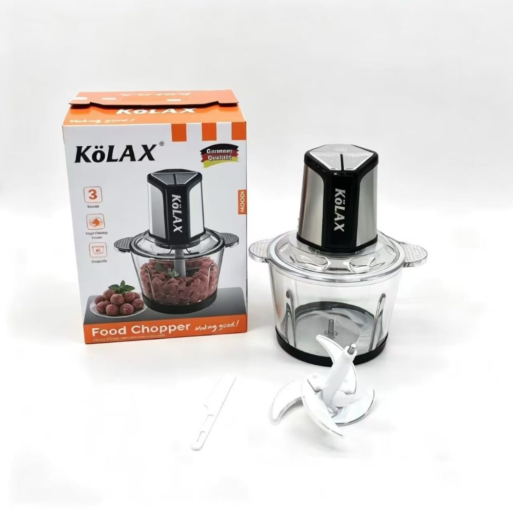 KOLAX 1000W Electric Food Chopper & Meat Grinder, Stainless Steel Blades, Large Capacity Meat Chopper for Meat, Vegetables & Nuts (3L Glass Bowls)