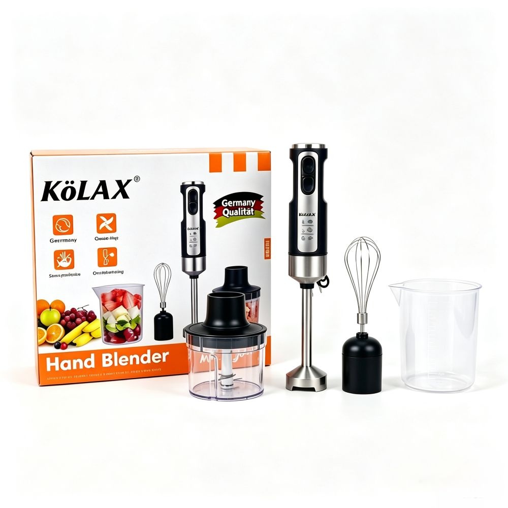KOLAX Multi-Speed Immersion Hand Blender for Kitchen Mixing, Smoothies, Soups,1000 Watt Powerful, with Blending Stick, Whisk, Chopper and Beaker