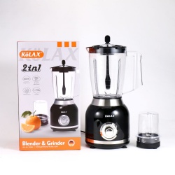 KOLAX  Electric Blender and Grinder 800W Vintage-Style Blender 2in1 with Powerful Motor, AS Material, Timeless Black Finish, Smoothie, Shake, and Ice Crushing