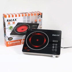 KOLAX 2200W Single Burner Electric Stove, Ceramic Glass Electric Hot Plate with Adjustable Heating Power and Timer，Big Size