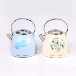 KOLAX Retro Electric Kettle - 304 Stainless Steel and Strix Thermostat, Fast Boiling and Auto Shut-off - 1.8L Capacity, Yellow and Blue