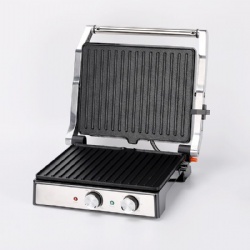 Electric panini press grill open flat up 180 degrees sandwich maker