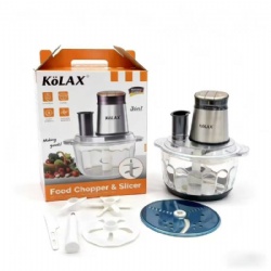 KOLAX Food Processor, 1500W Electric Food Chopper with 5L Bowl&3-Layer 6 Blades,.5in1,For Meat, Dough Knead,Egg Beater,Vegetables Cutter,Removing Garlic Skins ﻿