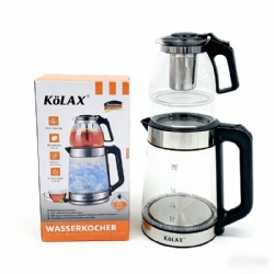 KOLAX 2.5L+1L Glass Electric Kettle with Teapot Dry Fire Protection for Coffee Milk Powder White Tea Green Tea