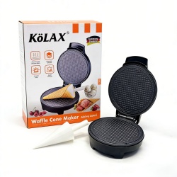 KOLAX Waffle Cone Maker and Ice Cream Cone Maker with Cone Roller, 1000W Double Side Even Heating Thin Waffle Maker, Makes Crispy Waffle Cones, 7.5