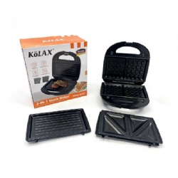 KOLAX 3 in 1 Sandwich Maker Indoor Waffle Maker Irons with 6 Slice Non-Stick Removable Plates for Easy Cleanup,Perfect for Cooking Grilled Cheese,Tuna Melts,Burgers and Steaks,1100W Silver