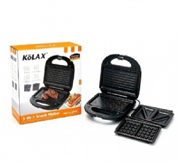 KOLAX 3 in 1 Sandwich Maker Indoor Waffle Maker Irons with 6 Slice Non-Stick Removable Plates for Easy Cleanup,Perfect for Cooking Grilled Cheese,Tuna Melts,Burgers and Steaks,1100W Silver