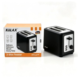 KOLAX 2 Slice Toaster, Extra Wide Slots for Bagels, 7 Browning Settings, Removable Crumb Tray,760W, Black & Silver
