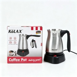 Electric Turkish Coffee Pot, 500ml Stainless Steel Heating Tea Maker Kettle with Foldable Handle, Turkish Electric Coffee Maker Machine for Home/Travel