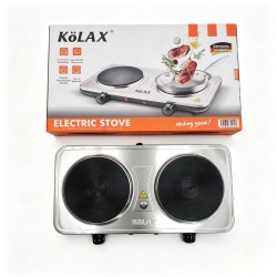 KOLAX Countertop Double Cast Iron Burn1000W+1000W Electric Hot Plate, Temperature Controls, Power Indicator Lights, Easy to Clean